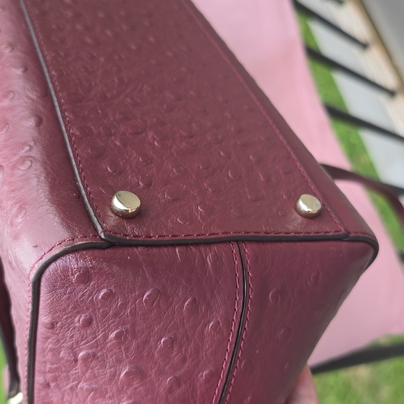 Kate Spade Bristol Drive Ostrich Cherrywood bag 2 Way Bag - Picture 10 of 15